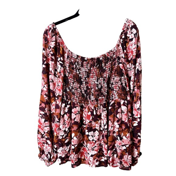 NWT Gilli Women's Multi-Color Floral Long Sleeve Blouse Smocked Back Size 1X - Picture 2 of 9